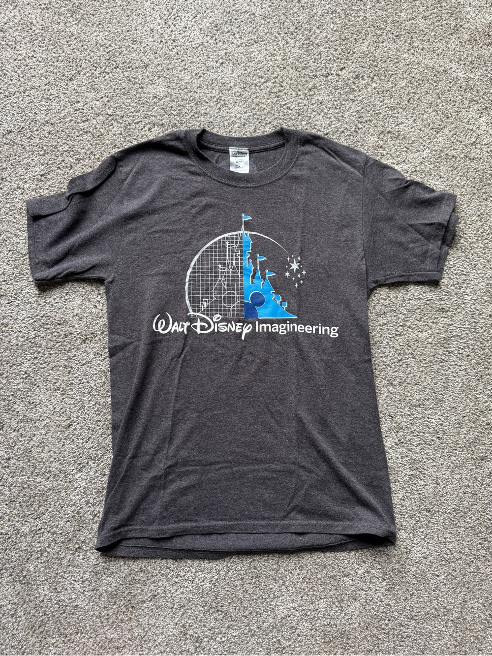 RARE Walt Disney Imagineering Charcoal Tee with Blue Graphic